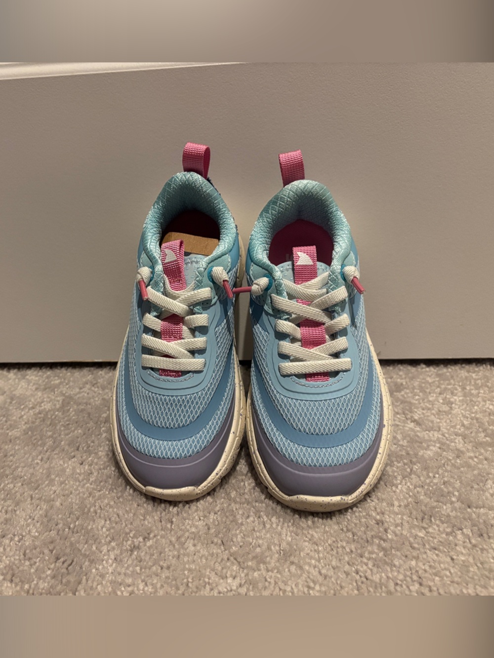 Kids Light Blue and Pink Lace-Up Athletic Sneakers